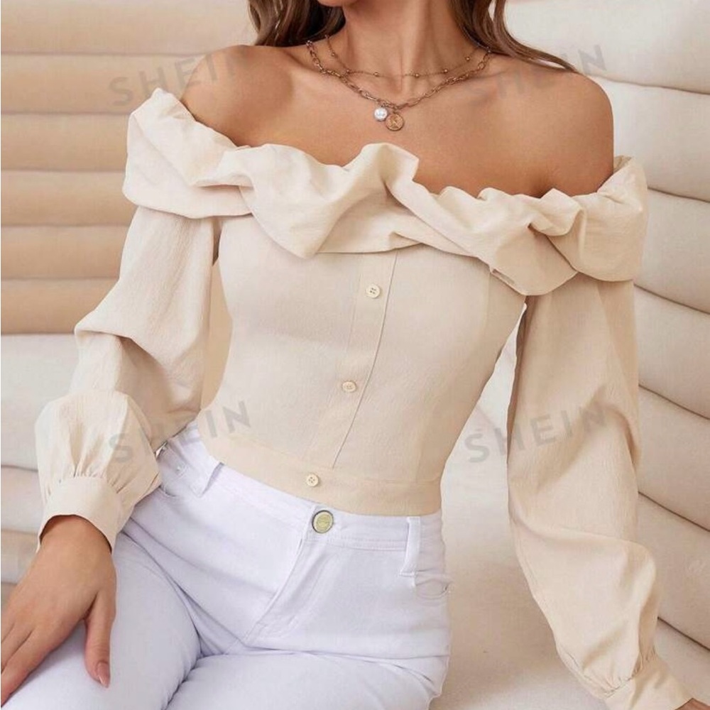 Off-Shoulder Beige Top